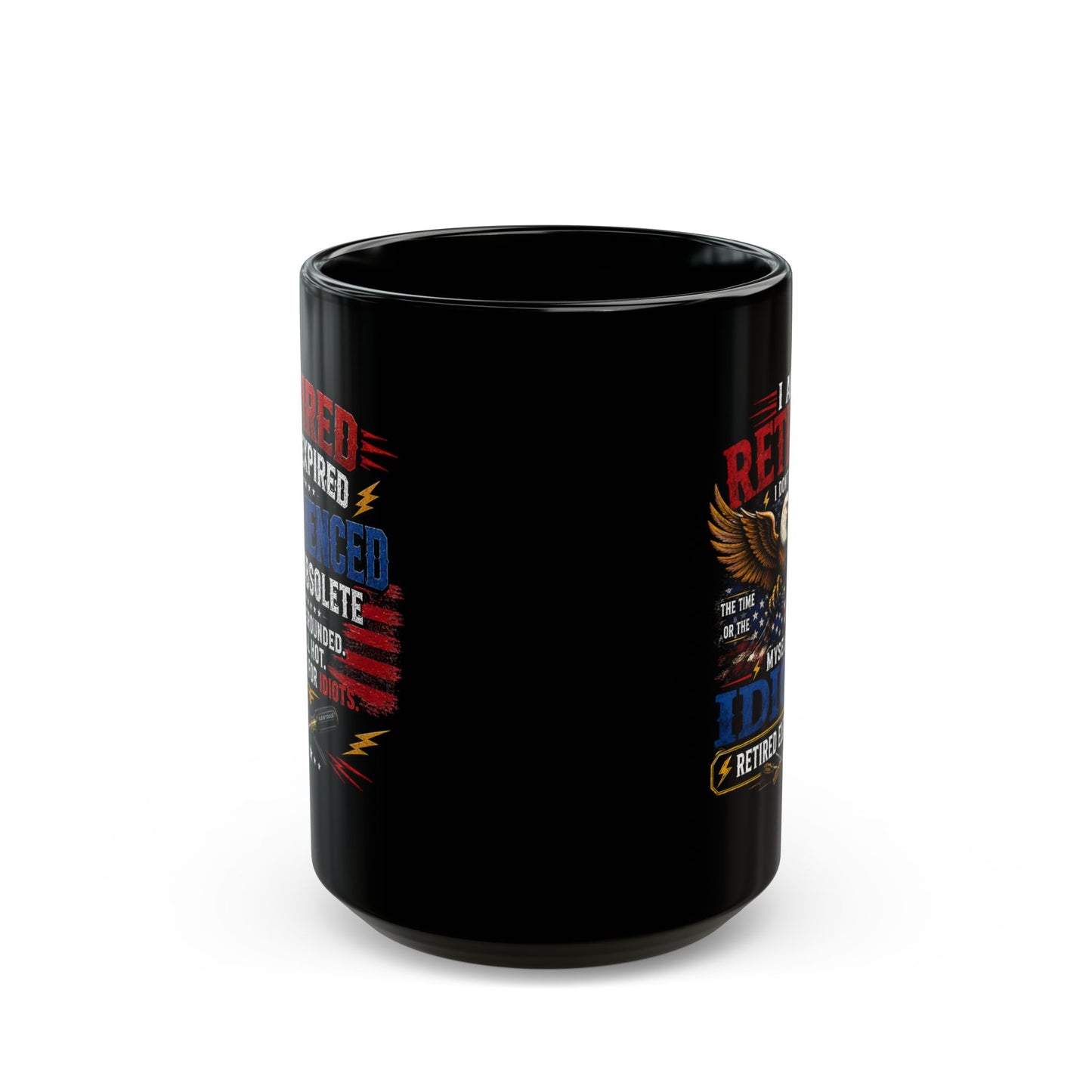 Retired Electrician Mug, Patriotic Eagle and American Flag Coffee Cup