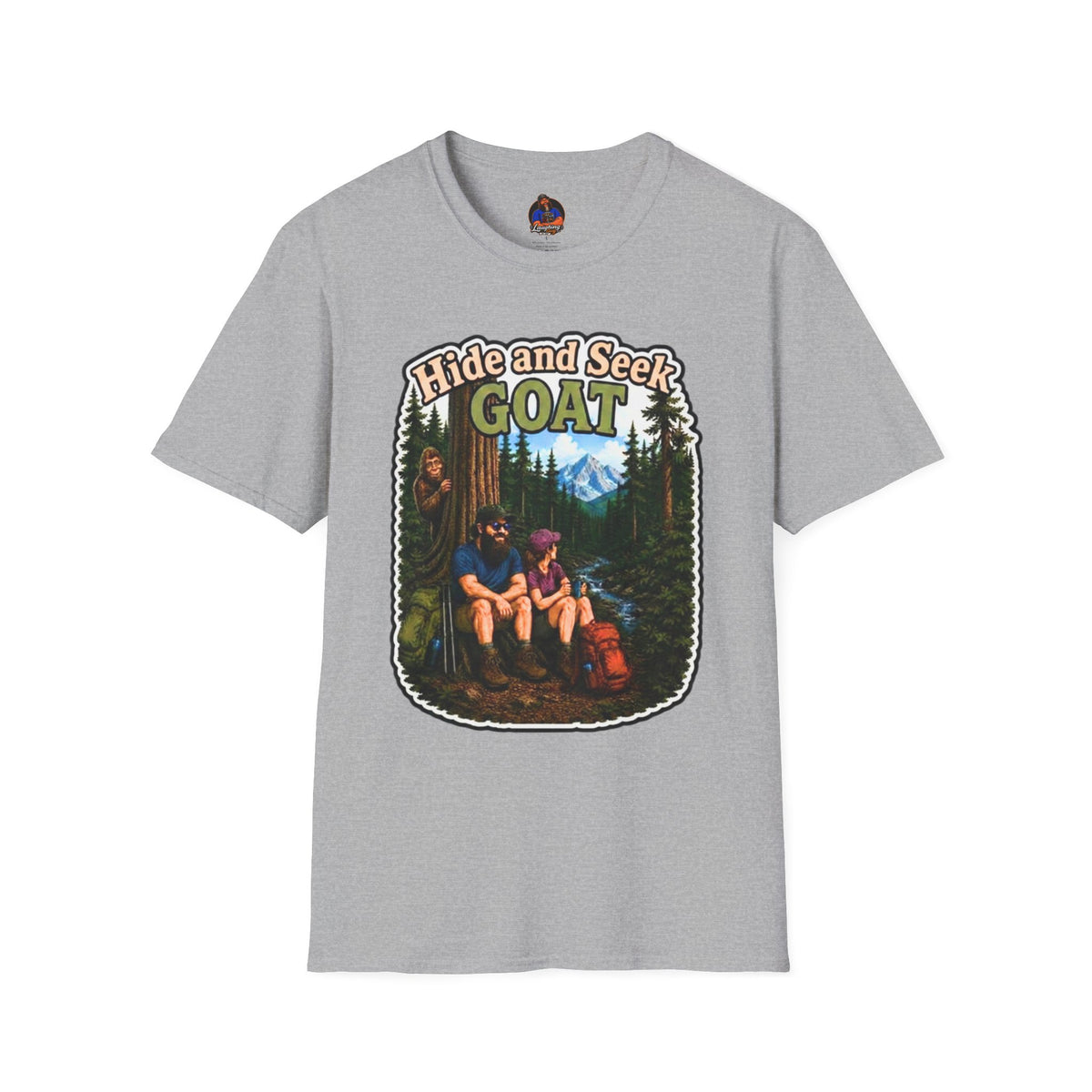 Hide and Seek GOAT Bigfoot T-Shirt, Funny Sasquatch Camping Tee