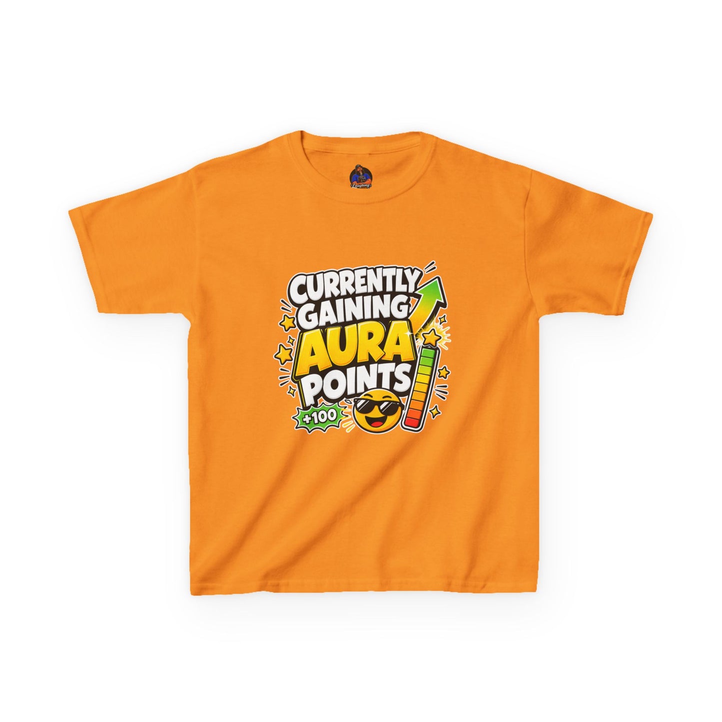 Currently Gaining Aura Points Kids T-Shirt, Funny Gamer Back-to-School Tee