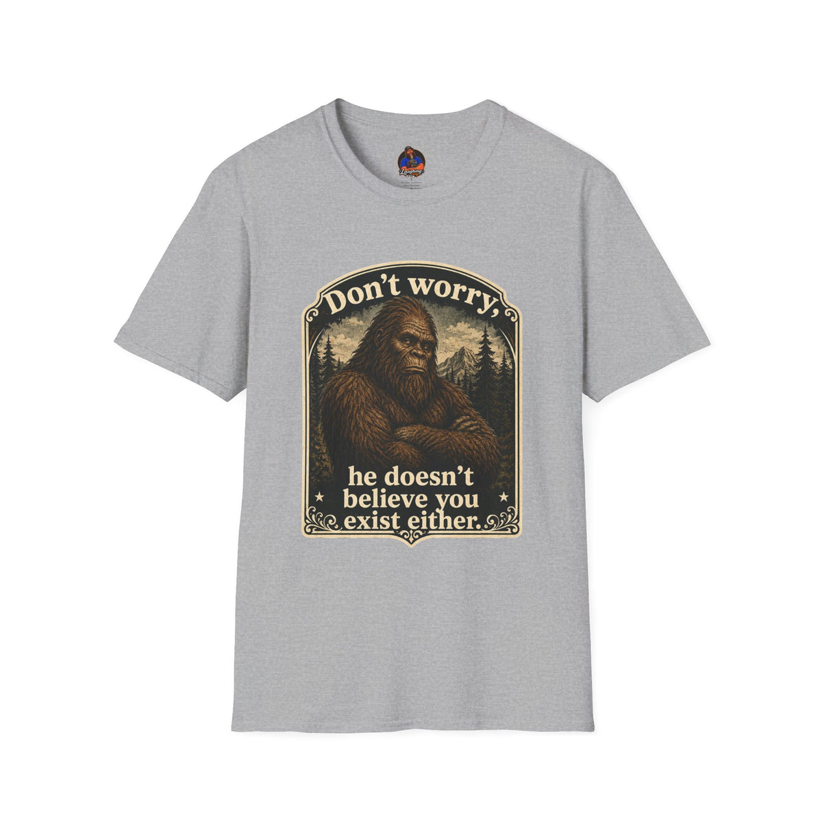 Skeptical Sasquatch T-Shirt, Funny Bigfoot Camping Graphic Tee