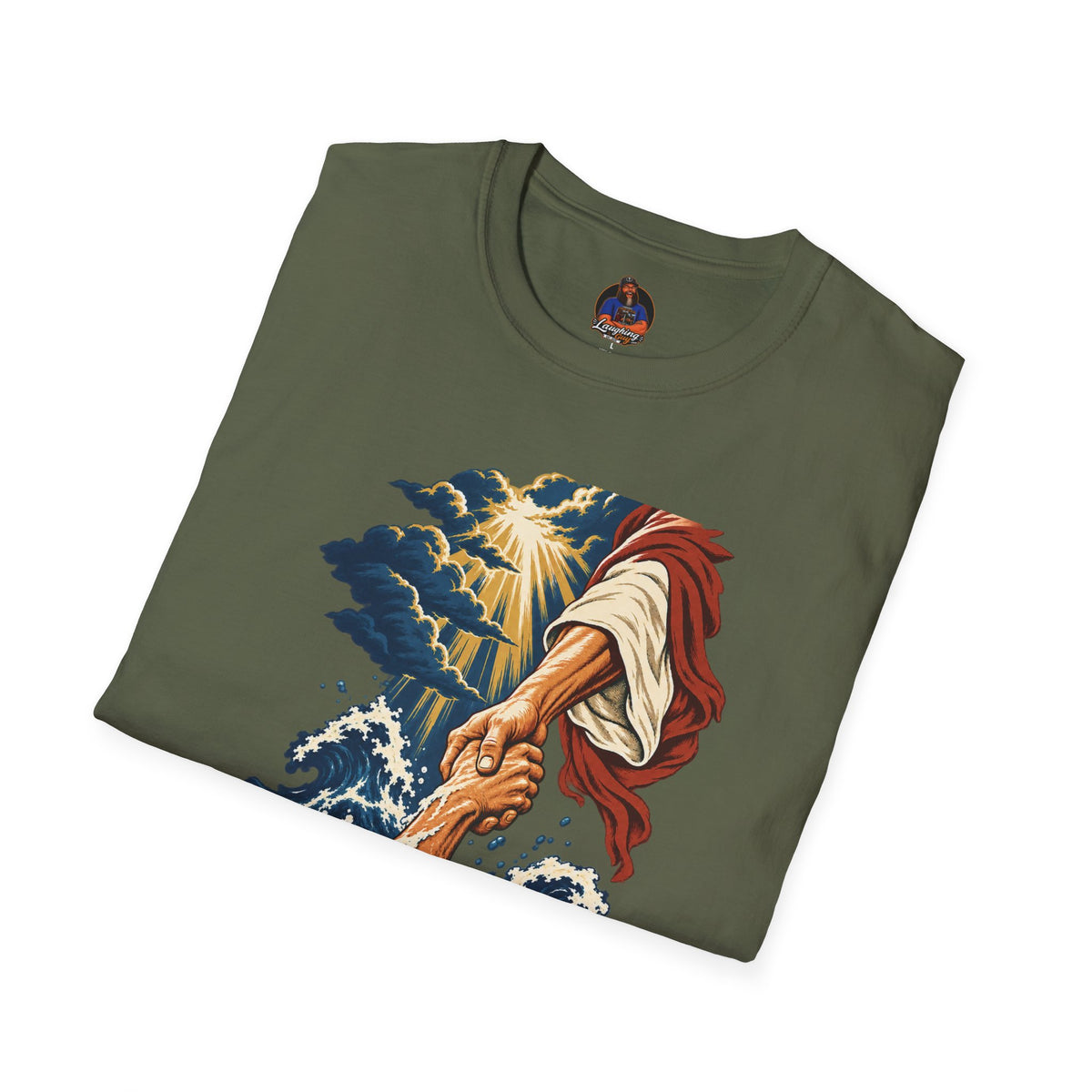 Matthew 14:30-31 Christian Shirt | Jesus Rescues Peter Wave Graphic Tee | Inspirational Scripture T Shirt | Faith Gift for Men and Women