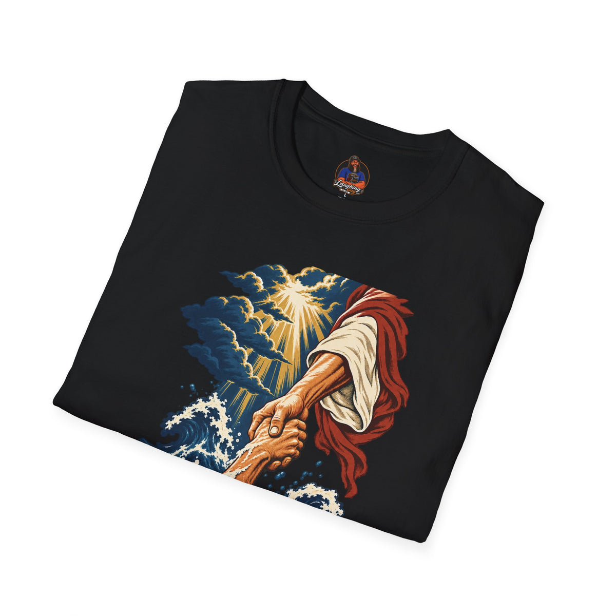 Matthew 14:30-31 Christian Shirt | Jesus Rescues Peter Wave Graphic Tee | Inspirational Scripture T Shirt | Faith Gift for Men and Women