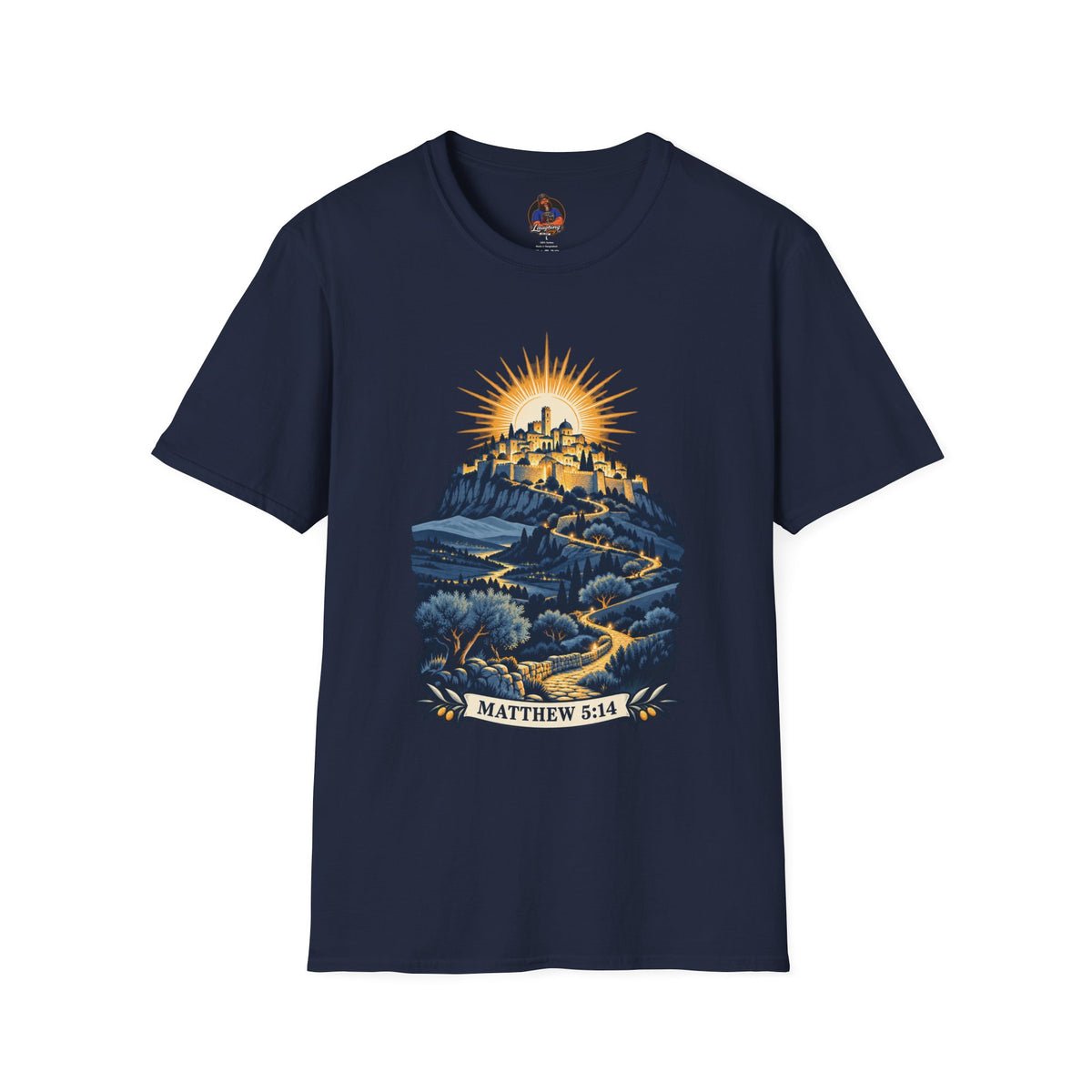 Matthew 5:14 Christian Shirt | City on a Hill Graphic Tee | Light of the World Scripture T Shirt | Inspirational Faith Gift for Adults