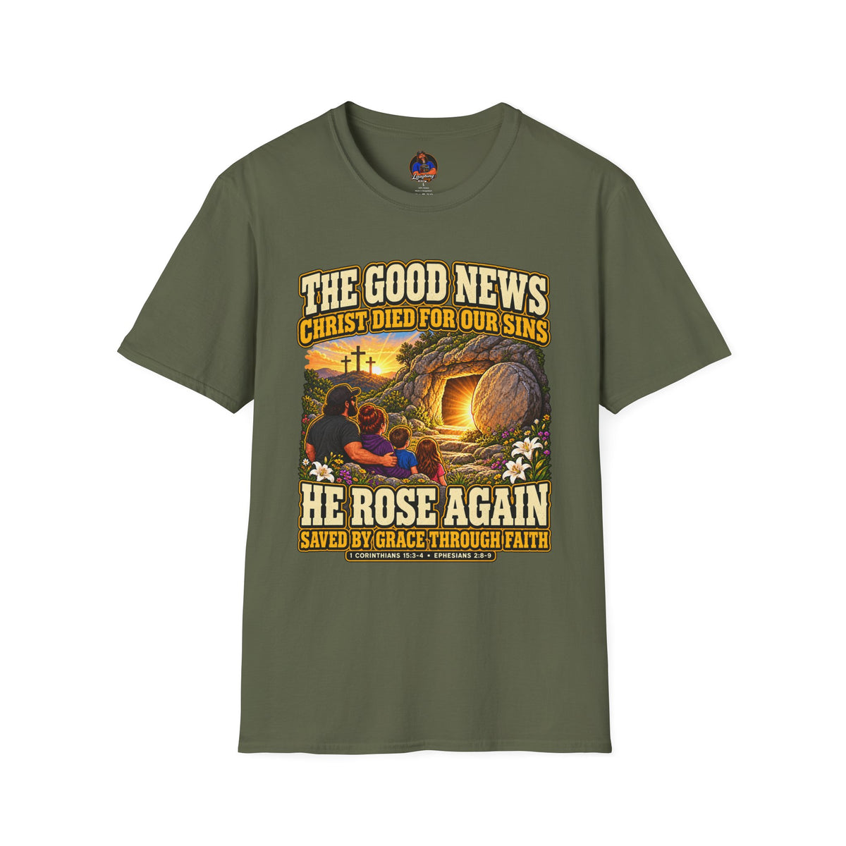 Gospel Message T-Shirt | Empty Tomb & Saved by Grace Christian Tee