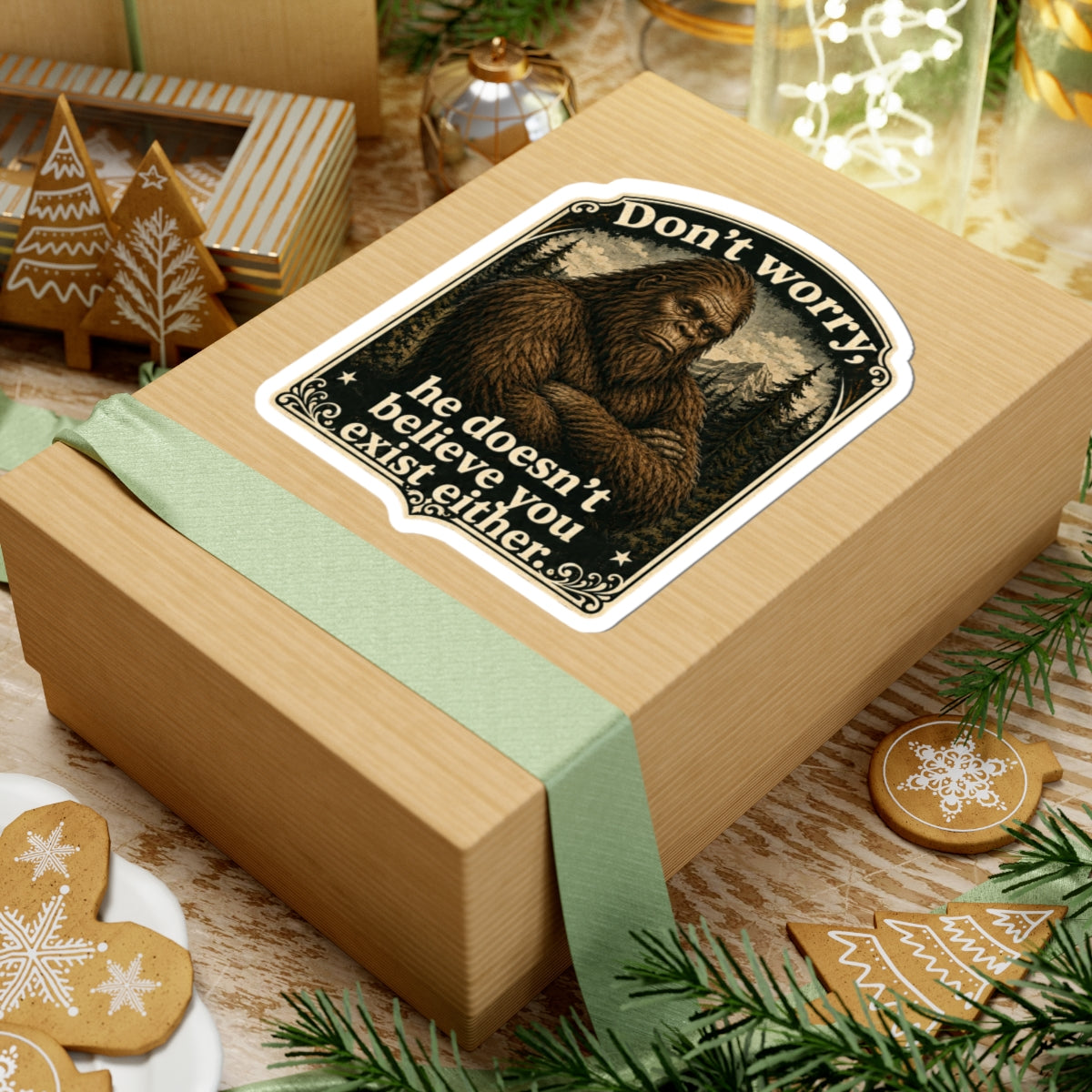 Bigfoot Vinyl Sticker, Funny Sasquatch Cryptid Decal