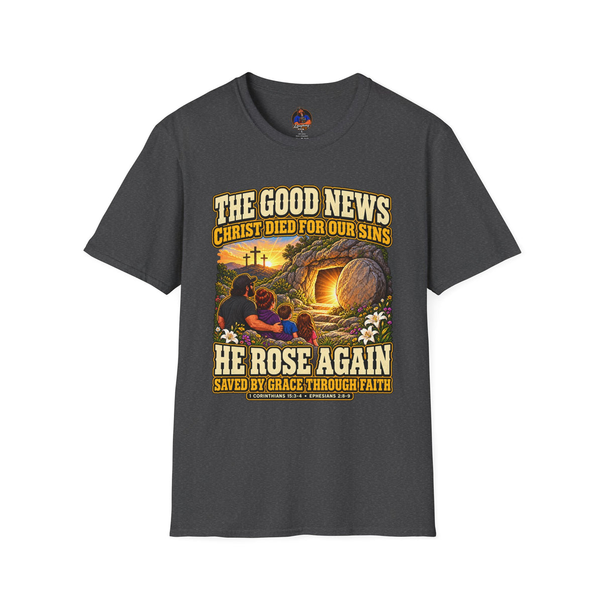 Gospel Message T-Shirt | Empty Tomb & Saved by Grace Christian Tee