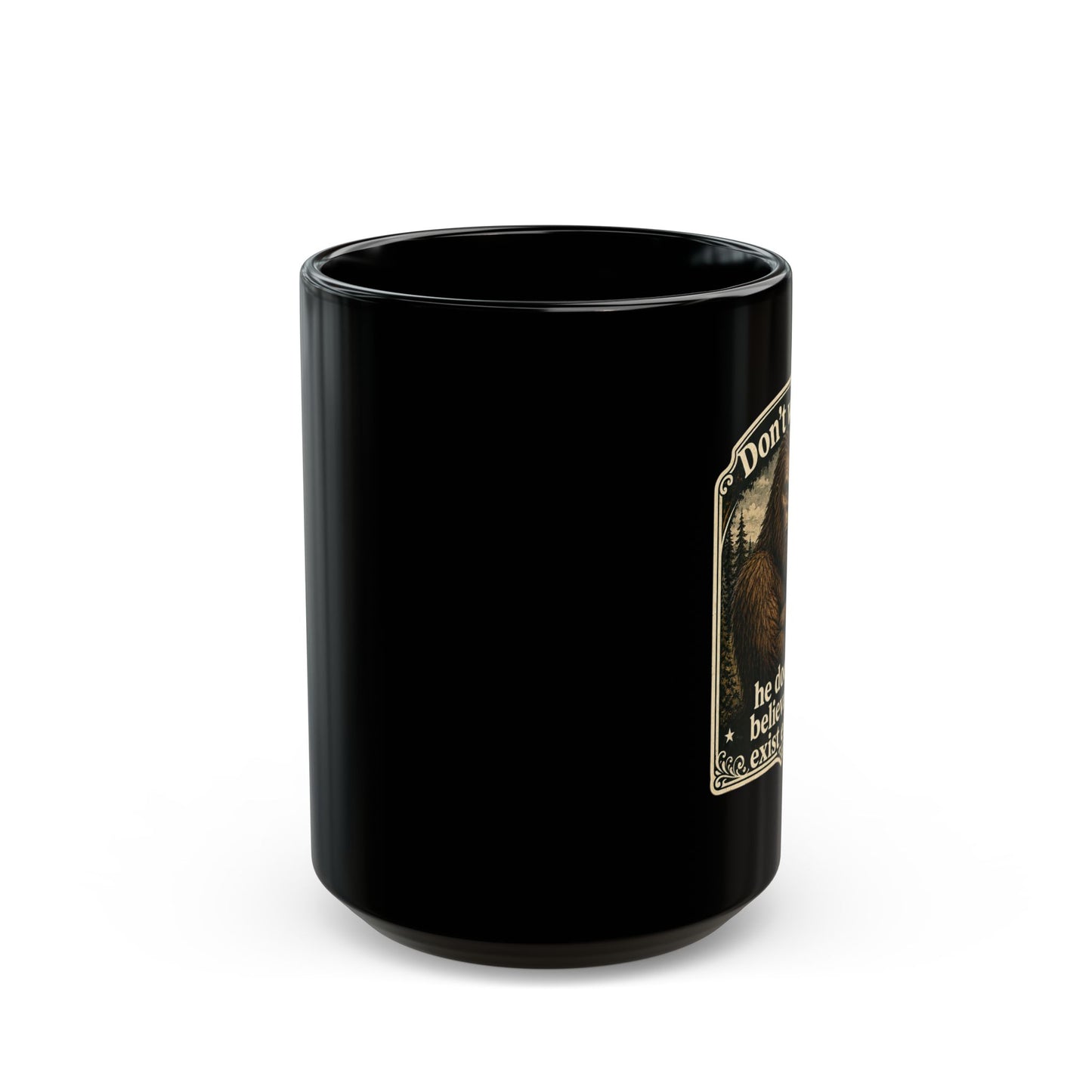 Bigfoot Black Coffee Mug, Funny Sasquatch Cryptid Gift
