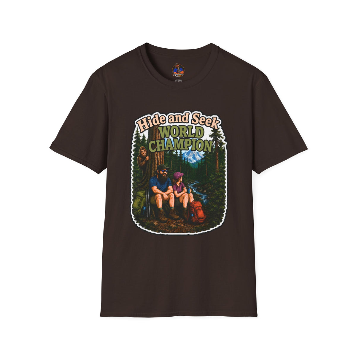 Hide and Seek World Champion Bigfoot T-Shirt, Funny Sasquatch Hiking Tee