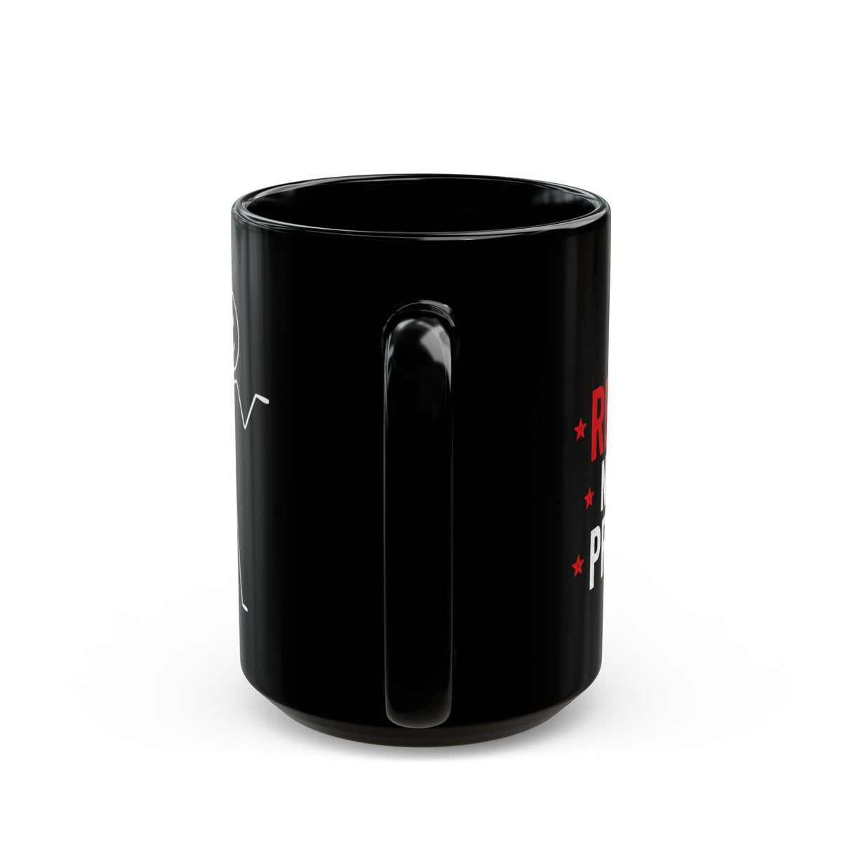 Shrugging Stick Figure Black Mug, Funny Minimalist Coffee Cup